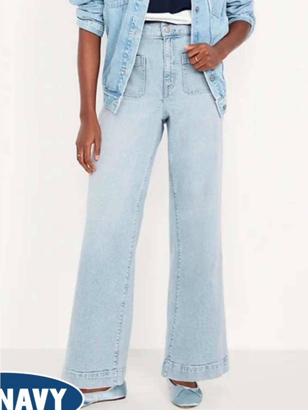 Old Navy Light Blue Wide-Leg High-Rise Jeans